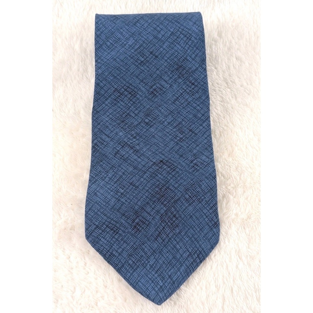 DKNY Men's Tie Blue Crosshatch Textured Pattern Neck Tie‎ Modern Classic